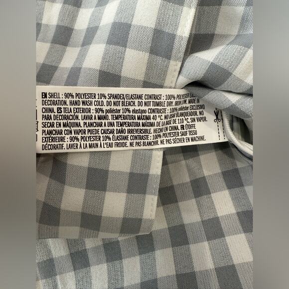 NWT English Factory Grey And White Gingham Checkered Balloon Sleeve Jacket Sz L - Picture 10 of 11